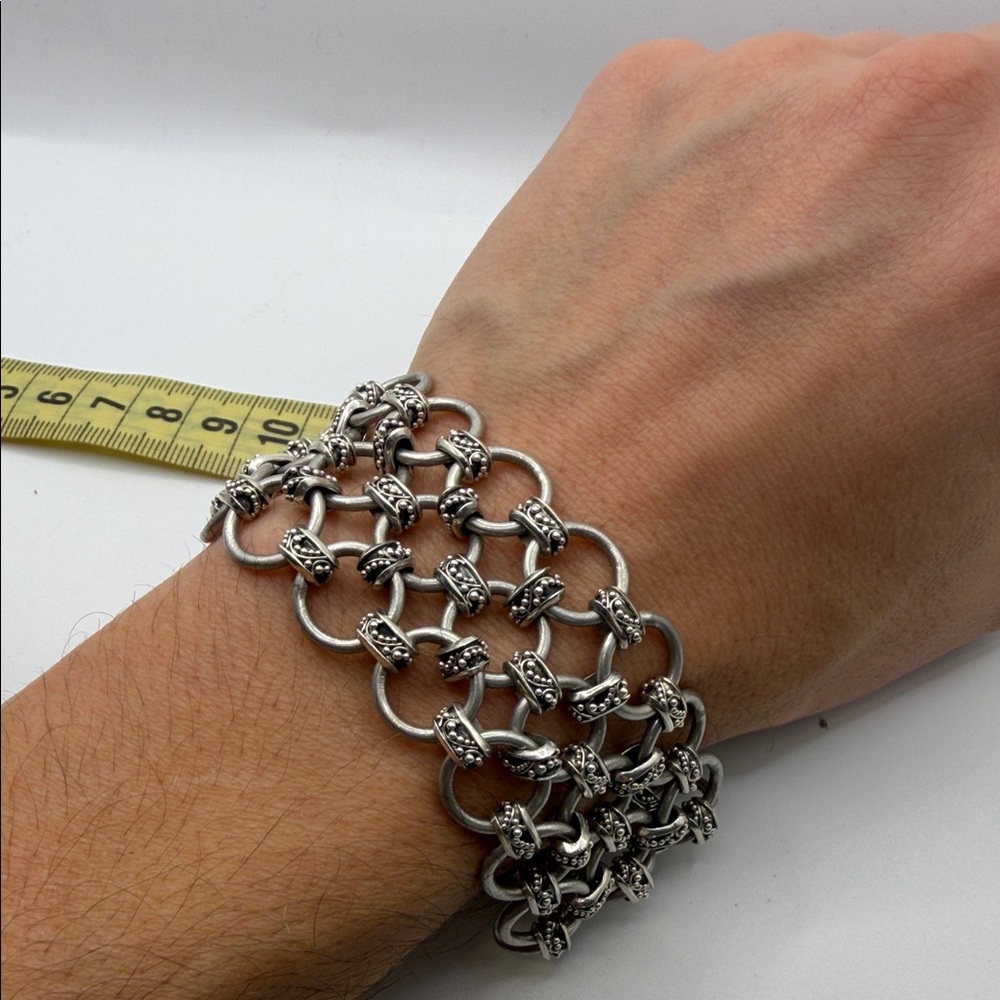 Lois Hill Silver Multi-Row Interlinked Chain Brac… - image 4